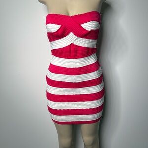Alt. B medium red and white stripped mini dress